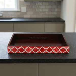 Best Selling Eco Friendly Modern <b>Rustic</b> Wood <b>Bathroom</b> Tray Handmade Handles Toiletries Makeup Organizer Home Decor Storage Tray - Product Image 2