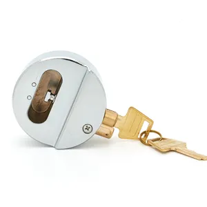 Cadeado de aço redondo para garagem, cadeado com chave, cilindro de ferro e latão, popular de 74 mm, fechadura com amarrador oculto, 2024