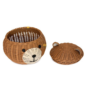 Cesta de mimbre para niños con forma de oso, organizador decorativo de ratán para la habitación infantil, de Vietnam - Product Image 4