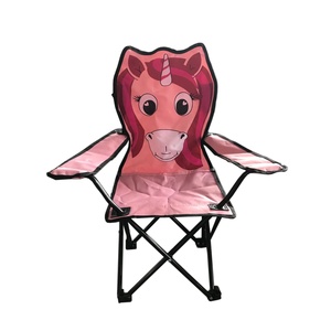 Chaise de camping pliable pour enfants en plein air en gros, chaise de camping pour enfants avec motif de licorne et d'animaux de dessin animé - Product Image 1
