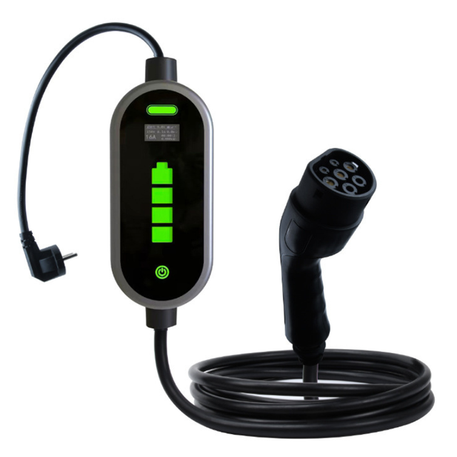 Smart 3.5KW Portable EV Charger Type 2 with Adjustable 16A Power and LCD Display for Home Use Condition New