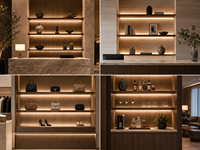 Éclairage LED personnalisé en profilé aluminium pour armoire, étagère, bibliothèque, vitrine, émission double face YBLCFG-25