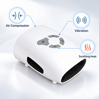 Masseur de main sans fil blanc avec compression d'air, vibration et chaleur pour la relaxation des paumes, rechargeable, arrêt automatique après 10 minutes