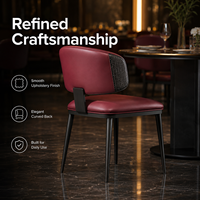 Chaise de salle à manger ergonomique moderne, siège rembourré marron avec structure en métal noir pour hôtel et restaurant