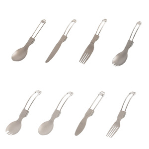 <span class=keywords><strong>Couverts</strong></span> en titane ultralégers, cuillère, fourchette, couteau avec manche pliable, ustensiles de camping, <span class=keywords><strong>couverts</strong></span> portables pour l'extérieur - Product Image 5