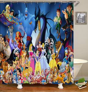 All'ingrosso Design più recente per bambini Set di tende da doccia da bagno impermeabile 4 pz tappetino in poliestere e carta igienica stampa di cartone - Product Image 2