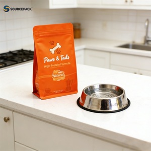 Flat Bottom Pouch Matte Resealable Zipper Bag with Print Flat Bottom Pouch for <strong>Junior</strong> <strong>Dog</strong> <strong>Food</strong> - Product Image 2