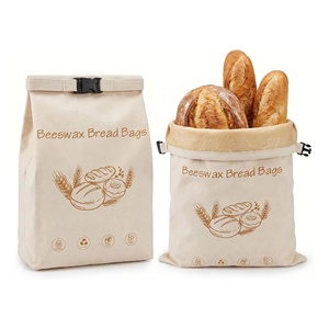 Sac de conservation du pain en coton XL avec revêtement en cire d'abeille, réutilisable, pour pain frais et pain au levain maison - Product Image 1