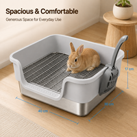 Bac à litière extra large en acier inoxydable pour lapin, pour la maison des animaux de compagnie
