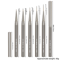 Ensemble de pinceaux pour nail art ultra fins, pour peinture au gel, liner, manche en métal doré de luxe, manchette sertie en nylon, outils de dessin pour manucure