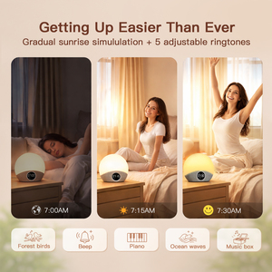 Despertador Inteligente HiFiD con Aplicación, 6 Configuraciones de Alarma, Luz de Despertador con Simulación de Amanecer y Lámpara de Noche Personalizada - Product Image 3