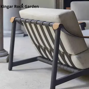 Conjunto de Muebles de Jardín de Diseño Nórdico para Exteriores, Patio, <span class=keywords><strong>Terraza</strong></span>, Ocio, Villa, Mesa de Centro de Aleación de Aluminio, Combinación de Sillas de Ratán - Product Image 4