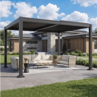 Pergola Bioclimatique Extérieure avec Toit Rétractable à Lames Orientables en Aluminium Massif pour Spa, Jardin, Patio et Piscine