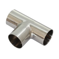 En Stock: Conexión Sanitaria en T de Acero Inoxidable de 3 Vías SUS304 SUS316L, Pulido Espejo, Cumple con Estándares 3A DIN ISO
