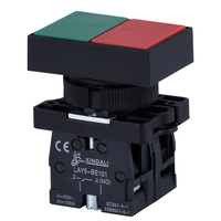 Interrupteur à bouton-poussoir momentané LAY5-EL8325 rouge-vert (RG) en plastique PC, double pôle, 10A 220V, NO/NC