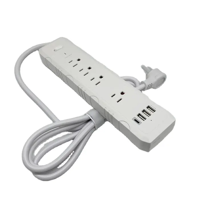 US Standard Power Strip Surge Protector 4 AC Outlets 6ft Extension Cord 4 USB 1TYPE C Charging ports