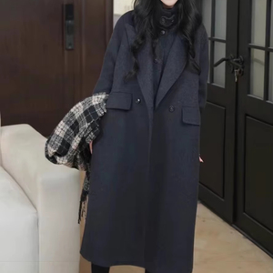 <span class=keywords><strong>Manteau</strong></span> <span class=keywords><strong>long</strong></span> double-boutonnage pour <span class=keywords><strong>femme</strong></span> en <span class=keywords><strong>laine</strong></span> avec col en <span class=keywords><strong>laine</strong></span>, surdimensionné, luxe discret, fermeture personnalisable - Product Image 1
