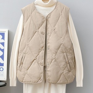 <span class=keywords><strong>Gilet</strong></span> matelassé personnalisé avec logo, motif losanges, ultra-léger, chaud, sans manches, coupe ajustée, boutons-pression, pour <span class=keywords><strong>femme</strong></span> - Product Image 4