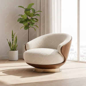 Comfortable Modern Solid Wood Ergonomic Velvet Swivel Eco-Friendly Handmade Durable Living Room Chair - Product Image 4