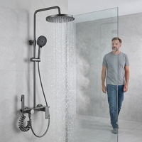 Ensemble de robinets de douche multifonctionnels à affichage numérique, pressurisés, avec jet doux, en aluminium brossé, design à touches, pour usage domestique