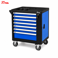 Chariot à outils RT TOOL à 7 tiroirs, armoire à extension complète, casier latéral verrouillable, roulettes industrielles