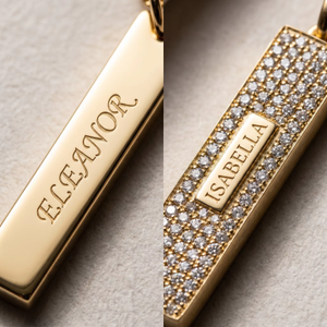 Collana con Ciondolo Classico Lucido Personalizzato, Incisione <span class=keywords><strong>Nome</strong></span> e Data, Placcatura in Oro/Argento/Oro Rosa - Product Image 5
