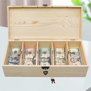 Custom Lock <strong>Box</strong> 5 Compartment Cash Organizer Piggy Bank <strong>Letter</strong>-Shaped <strong>Wooden</strong> <strong>Money</strong> Save <strong>Box</strong> - Product Image 2