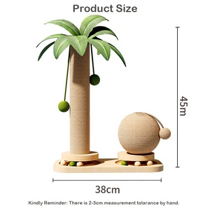 Pohon palem menggaruk kucing, pohon palem dengan mainan meja putar kayu nyata dan bola Catnip besar - Product Image 6