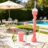 Gobelet à slush ondulé en spirale, réutilisable, en plastique, grande taille, pour la plage, les pique-niques, les fêtes au bord de la piscine et les smoothies – Offre estivale !