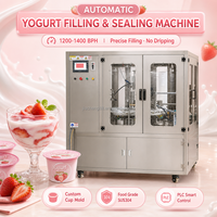 Machine de remplissage et de scellage rotative automatique pour yaourt avec couvercle de protection pour l'emballage des pots laitiers