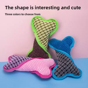 Mainan kunyah Anjing ramah lingkungan tahan lama Model tulang mewah melengking dengan tepi beludru jagung mengurangi kebosanan pendamping hewan peliharaan - Product Image 2