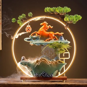 2025 fontana decorazione incensiere Zen Buddha porta mani con luci Led luce riflusso cascata bruciatore di incenso - Product Image 3