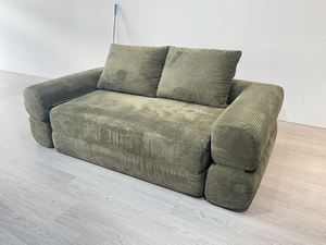 Canapé Modulable de Luxe Européen en Velours Côtelé Vert Forêt à Rayures Verticales, Compressé, Facile à Ranger, Convertible, pour École - Product Image 6