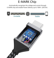 Custom Factory 20Gbps 240W Tipo-C Cable de alta compatibilidad para estación de acoplamiento/MacBook/Teléfono/Laptop