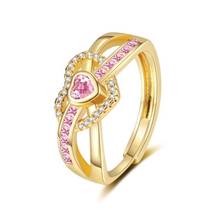 Anillo de Circonita en Forma de Corazón Rosa para Mujer - Joyería de Alta Gama, Moderna, Sencilla y Versátil - Product Image 4