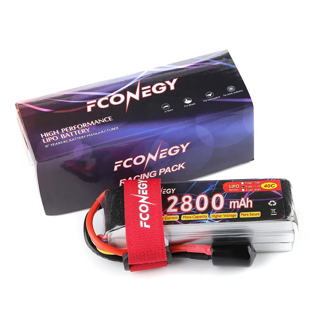 Manufacturer Price Fconegy Rc Lipo Battery 3s 11.1v 2800mah 40c Car Toys Batteries Pack With Hard Case High Discharge Rate
