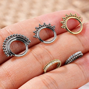 ASTM F136 titanio 16G incernierato segmento elica Conch Zirconia Hoop anello <span class=keywords><strong>Septem</strong></span> Clicker gioielli per il corpo Piercing al naso gioielli - Product Image 1