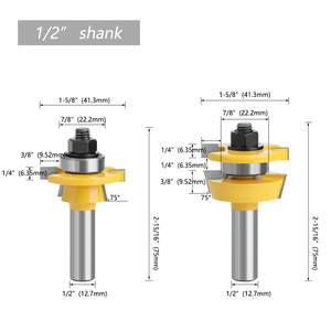 Routeur Bits Travail Du Bois LAVIE 2pcs <span class=keywords><strong>12mm</strong></span> 1/2 "Shank Shaker Rail & Stile Router Bit Set Carbide Porte Couteau À Bois Tenon Cutter Outils pour Bois 03055-C - Product Image 5
