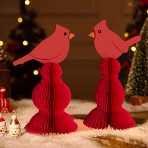 3D Honeycomb <strong>Paper</strong> Christmas <strong>Bird</strong> Ornaments Red <strong>Bird</strong> Tabletop Centerpieces <strong>Decorations</strong> for Home Christmas Party Supplies - Product Image 4
