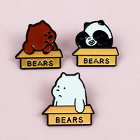 Broche Mignonne Trois Ours Animés, Badge Métallique Créatif pour Sac à Dos, Accessoires Décoratifs pour Enfants en Stock