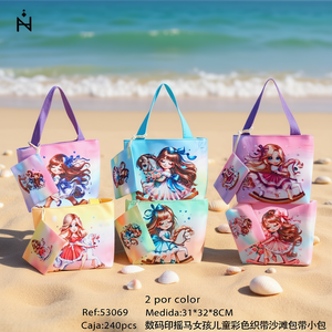 Bolsos de playa con estampado digital de caballo para niñas, 31x32x8CM, con cinta colorida, bolso pequeño para niños - Product Image 3