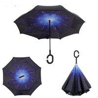 Fabricant de parapluie Chine Impression personnalisée à l'intérieur du parapluie inversé double couche