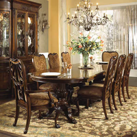 Amerikanischer Stil Klassischer Massivholz-Esstisch Villa Maßgefertigte Exquisite Möbel Esstisch Geschnitzter Tisch Antik