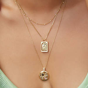 Laodun Hot Sales Ins Style 18K Collar de oro Rectángulo Colgante giratorio Simple <span class=keywords><strong>Luna</strong></span> Encanto Collar de latón Vermeil - Product Image 2