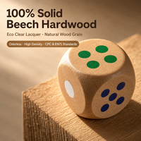 Dés en bois de hêtre massif, points colorés, 6 faces, grain de bois naturel, dés de jeu écologiques avec certification CPC EN71, approvisionnement en gros