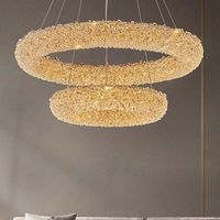 Lampu gantung kristal bulat mewah modern kelas atas 2026, pencahayaan lingkaran atmosferik untuk ruang tamu ruang makan