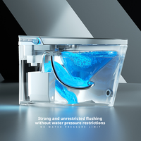 Toilette de salle de bain moderne de luxe, monobloc en céramique, à poser au sol, avec siphon en S, chasse d'eau automatique, bidet intelligent, siège chauffant, télécommande