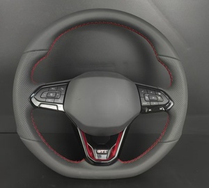Volant sport personnalisé en fibre de carbone de style D pour volant en cuir perforé avec logo GTI Volkswagen <span class=keywords><strong>Golf</strong></span> 8 MK8 GTI R Passat B8 - Product Image 3
