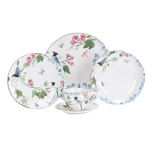 home and kitchen luxury garden and flora vintage porcelain dinner set bone china ceramic kitchen ware set
