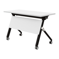 Table de conférence pliable mobile avec plateau rabattable et roulettes, design moderne, table de formation blanche pour salle de classe